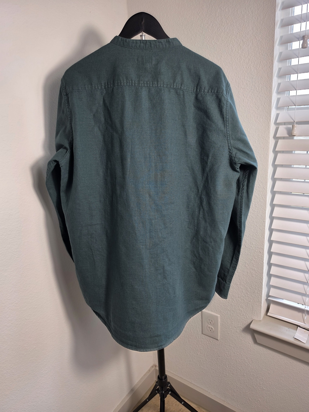 E.T.A. Westside Teal Green Mandarin Collar Shirt Mens XL Long Sleeve Cotton - Picture 4 of 5